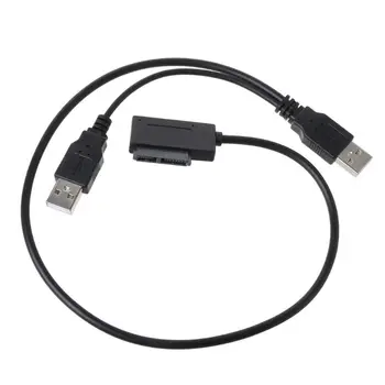 Dual USB 2.0 la 7+6 Pin Slimline Slim SATA Cablu Adaptor pentru Notebook Laptop CIUDAT