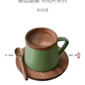 Creative Cana de Apa Cana Ceramica cu Capac si Lingura de Ceai de după-Amiază Ceașcă de Cafea Set Simplu Cani de Ceai cu Farfurioară Cana de Călătorie Cadou