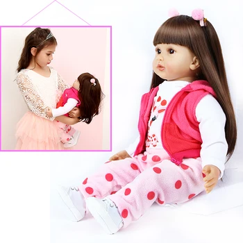 Bebe Realist Renăscut Baby Doll 20 Inch 48 Cm Silicon Moale Vinil Parul Lung Fata De Copilul De Vacanță Cadou Jucărie Pentru Copii