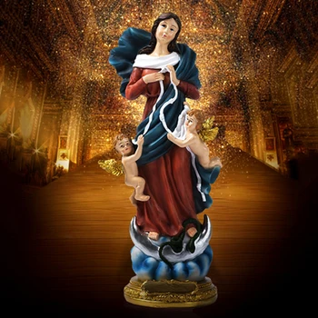 Statuie a fecioarei Maria cu pruncul Rășină Figurina de Masă Sculptură Religioasă