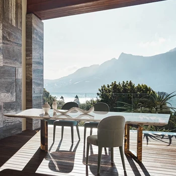 Rock placă de masă moderne de lumină simplă de lux de familie mic designer villa marmură, dreptunghiulară, rotundă masă de familie