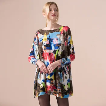 2020 Nou de Cauzalitate Femei Mult Supradimensionat Pulover Haina de Moda Doamnelor Pulovere de culoare de Contrast de Imprimare Batwing Maneca Pulover Femeie