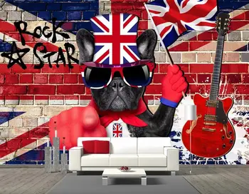 Personalizat tapet 3D Britanic vintage rock câine chitara moda de fundal de perete pictura decorativa