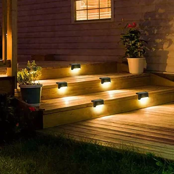 Alb cald LED Lampă Solară de Grădină Peisaj Pas Pachet Lumini Balcon Gard Exterior Impermeabil Calea Scara Perete de Iluminat