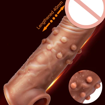 Lichid De Silicon Marirea Penisului Prezervativele, Jucariile Sexuale Pentru Bărbați Realist Penis Extender Reutilizabile Prezervativ Penisului Penis Extension Mâneci