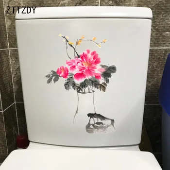 ZTTZDY 16.1*22.2 CM Flori de Sticla de Cerneală WC Toaletă Autocolant de Artă Clasică Acasă Perete Decal Decor T2-0460