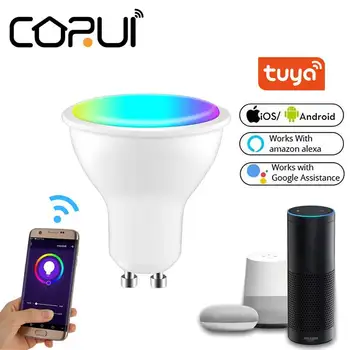 CoRui TUYA Wifi LED Bec Reflector RGB 4W Estompat Inteligent GU10 Bec de Control Vocal Cu Alexa de Start Google Yandex Alice