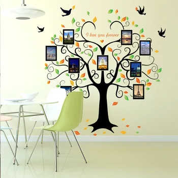 familia copac în formă de inimă rama Foto de Perete Autocolant Te Iubesc pentru Totdeauna Pasăre Decalcomanii de Artă Murală Home Decor Detașabil