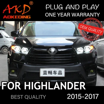 Faruri Pentru Toyota Highlander 2015-2017 Masina автомобильные товары LED DRL Hella 5 Xenon Obiectiv Hid H7 Highlander Accesorii Auto