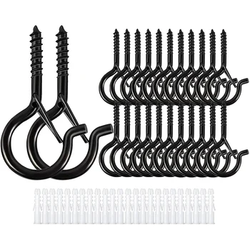 24 Pack Q-Cuier Cârlige pentru Exterior Lumini Șir cu Șurub Cârlige de Siguranță Catarama Design Cârlige pentru Agățat Plante Clopoteii de Vant