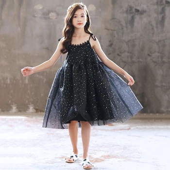 2022 Vară Stil Nou Copii și Tineri Fete coreene Plasă de Stele Rochie Suspensor Rochii de Printesa Drăguț Fete pentru Copii Haine de Petrecere, #8810