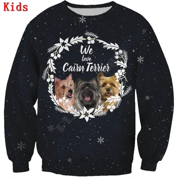 Toamna Winte Cairn Terrier 3d imprimate Hanorace Pulover Baiat Pentru Fata Maneca Lunga Tricouri Copii de Craciun Tricoul 02